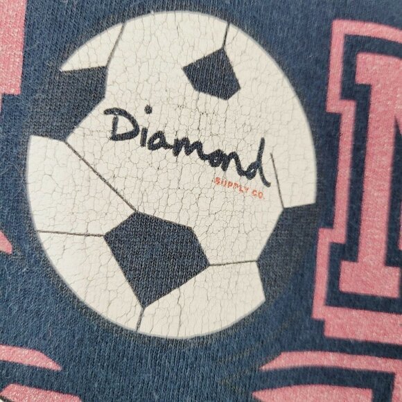 Diamond Supply Soccer Graphic T-Shirt Navy Blue Sz Large Young Men Teens - Picture 6 of 9